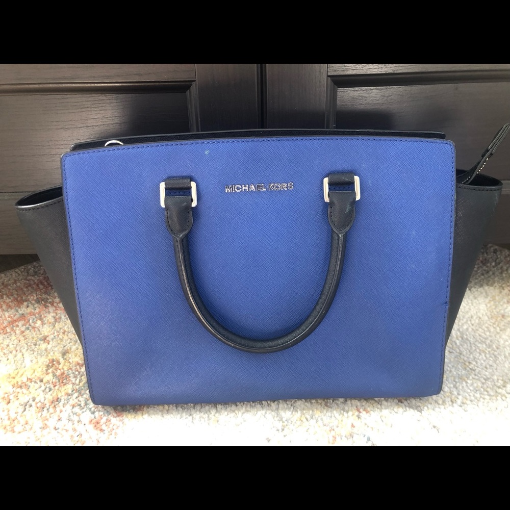 Royal blue and Black Michael Kors Leather Bag